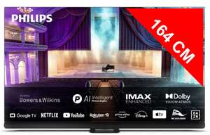 [Adhérents] TV OLED Philips 65OLED908 164 cm Ambilight 4K UHD Android TV Argent (+220€ sur la carte adhérent)