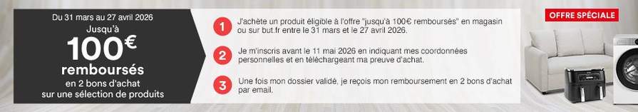 Meubles et déco: jusqu’à 100€ remboursés en 2 bons d’achat, chez BUT at ...