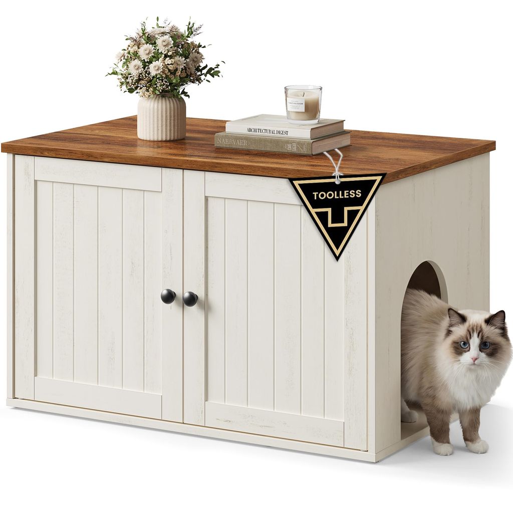 Meuble litière chat Marron Miel Songmics PCL233WJ05