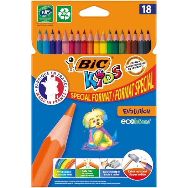 Paquet de 18 crayons de couleur BIC Kids Evolution (via 1,12€ sur la carte fidélité)