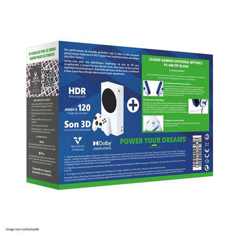 Pack Xbox Series S + Casque filaire Konix PS-400 FFF blanc (compatible PS, Xbox, Switch et PC)
