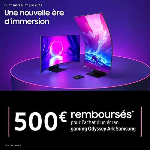 Ecran PC 55" incurvé Samsung Odyssey Ark S55BG970NU - UHD , 1000R, 165 Hz, HDR 10+ (Via ODR de 500€)