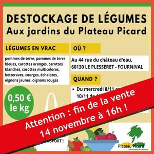 Sélection de légumes à 0,5€ le kg - Les Jardins du Plateau Picard Le Plesseret (60)