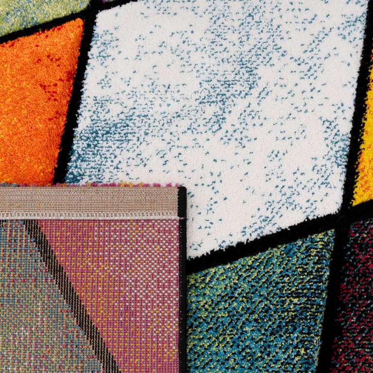 Tapis de Salon Paco Home - Poils Ras, Moderne, Motif Géométrique 3D, Dimension : 200 x 290 cm, Multicolore (via coupon, vendeur tiers)