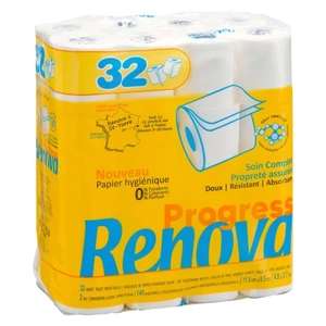 Paquet de 32 rouleaux de papier hygiénique Renova Progress (via 8,39€ sur la carte de fidélité)