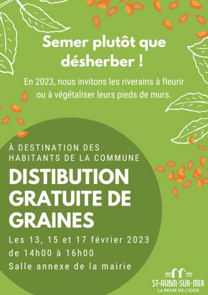 [Habitants] Distribution Gratuite de Graines destinée à végétaliser les pieds de mur - Saint-Aubin-sur-Mer (14)