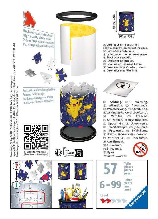 Puzzle 3D Ravensburger Pokémon - Pot à crayons Pikachu