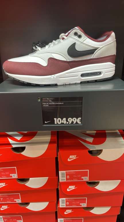 Chaussures Air Max One Bordeaux - diverses tailles - Nike Store Gennevilliers (92)
