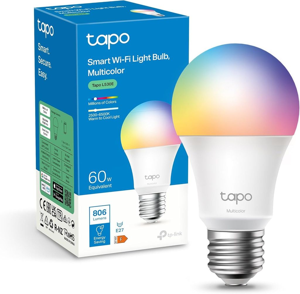 Ampoule Connectée Tapo L530E - WiFi, LED, E27, Multicolore, 2500K-6500K (6,51€ via prévoyez et économisez)