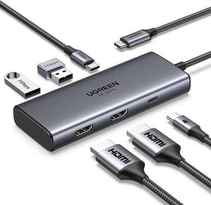 Hub Type-C UGREEN Revodok - 1x USB-C PD 100W + 1x USB-C 3.0 + 2x USB-A 3.0 + 2x HDMI (8K 30Hz & 4K 60Hz) - Vendeur tiers