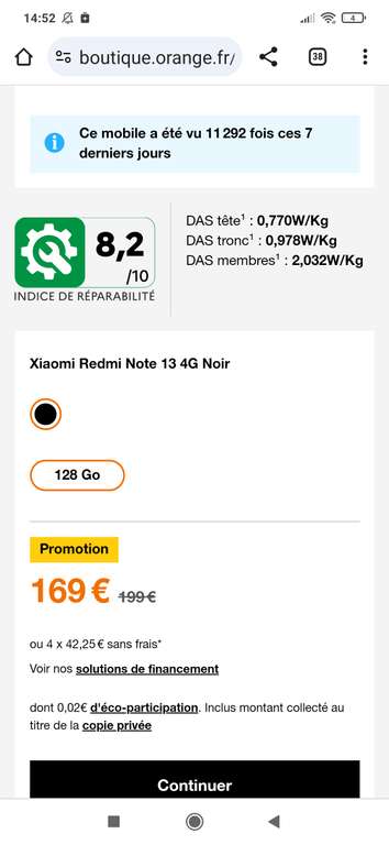 Smartphone 6,67" Xiaomi Redmi Note 13 4G - Noir