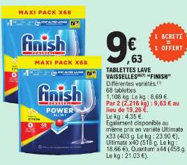 Lot de 2 paquets de tablettes pour lave vaisselle Finish (2 x 68 tablettes) - Saint-Magne-de-Castillon (33)