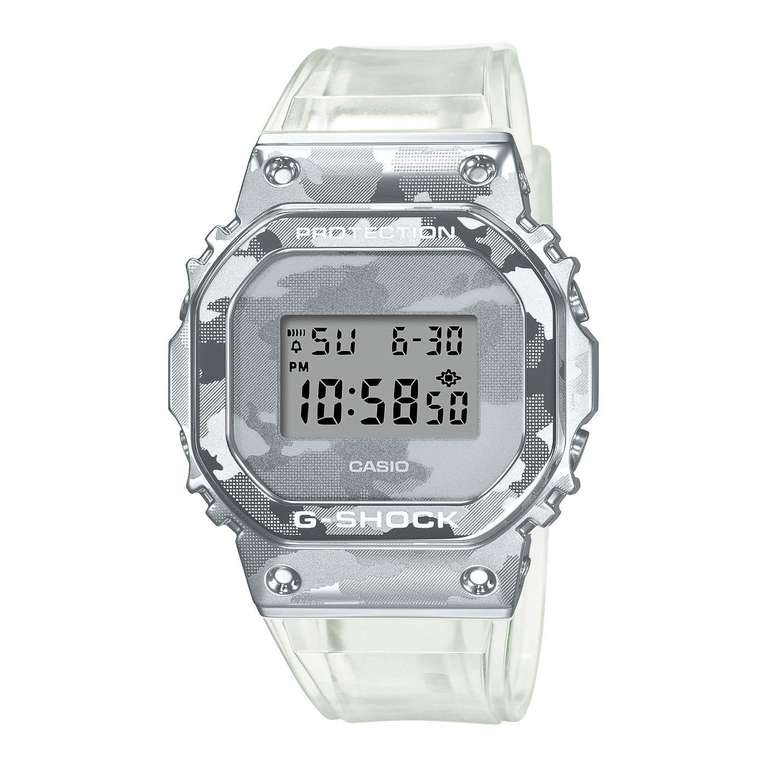 Montre digitale G-Shock Limited GM-5600SCM-1ER - Acier et résine, verre minéral, couleur camo transparent, 20ATM (blue-tomato.com)