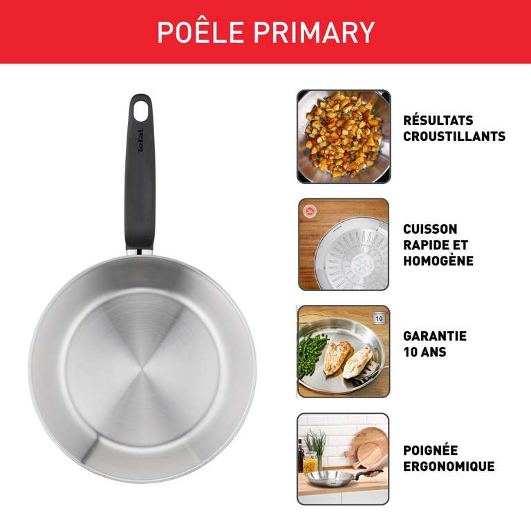 Poêle Tefal PRIMARY 20 Cm - Antiadhésive, Compatible Induction - Garantie 10 Ans