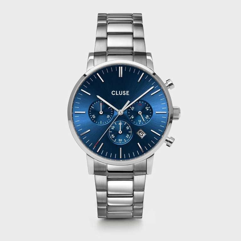 Sélection de montres Cluse à -60% - Ex: Montre chronographe à quartz Aravis Chrono Steel Dark Blue