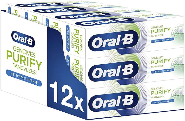 Lot de 12 tubes de dentifrice Oral-B Gencives Purify Nettoyage Intense - 12 x 75 ml