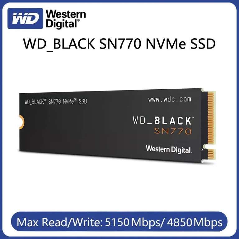 SSD Interne M.2 NVMe Western Digital Black SN770 - 2 To, PCIe Gen4 (Compatible PS5)
