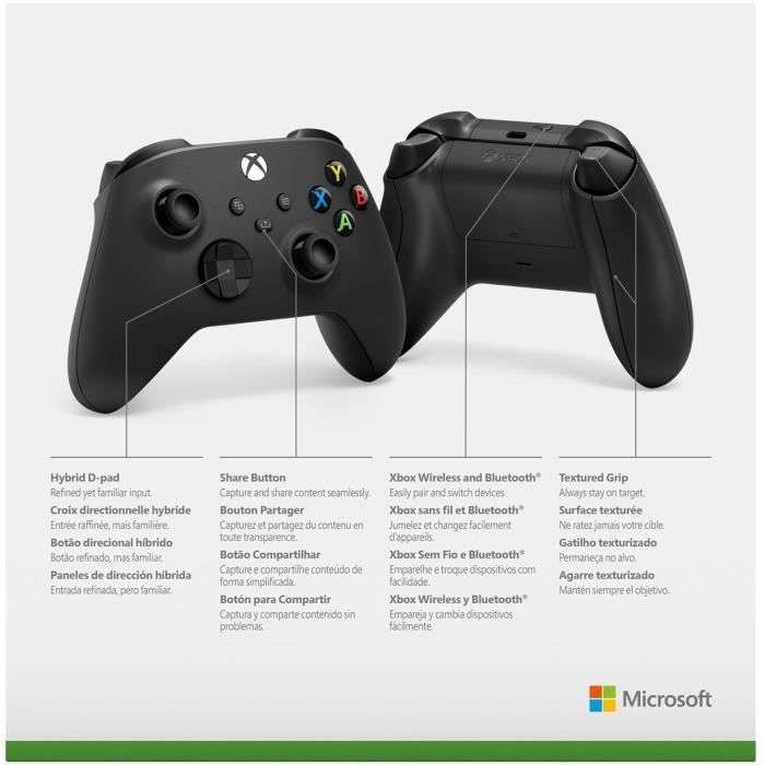 Manette Xbox sans fil Carbon Black ou Robot White
