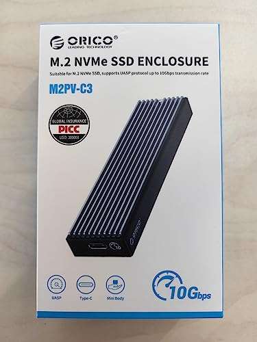 [Prime] Boîtier SSD M.2 NVME Orico M2PV-C3 - 10 Gbps, USB 3.2/3.1 Gen2 Type-C, UASP / M2PV + 2 Câbles (Vendeur tiers)