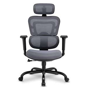 Chaise de bureau ergonomique Comhoma/GTPlayer - Dossier textilène, Appui-tête et accoudoirs réglables, Charge max. 135 kg (Vendeur tiers)