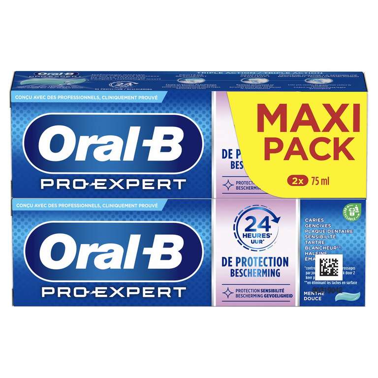 Lot de 2 dentifrices Oral-b 2x75mL - Différentes variétés (via 3,49€ sur carte fidélité et ODR 2€)
