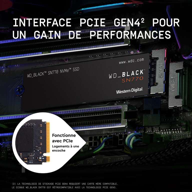 Disque Dur Interne SSD M.2 NVME SN770 WD Black 1To