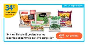 34% de cagnottés en Tickets Leclerc sur les légumes & les pommes de terre surgelés