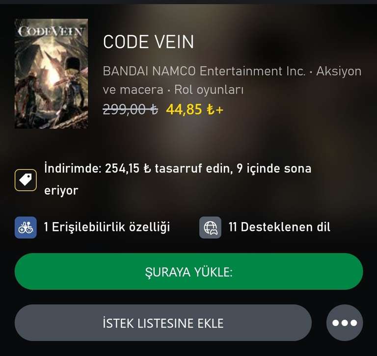 Code Vein sur Xbox One / Series XS (Dématérialisé - Store Turc)
