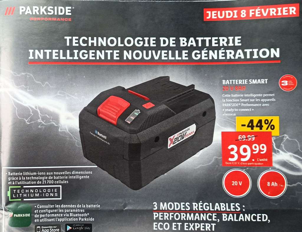 Batterie smart 8Ah parkside performance –