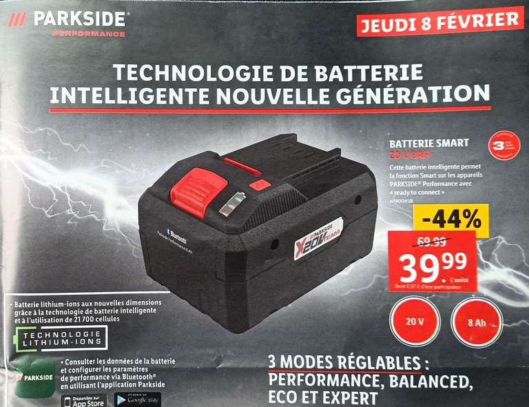 Batterie smart 8Ah parkside performance
