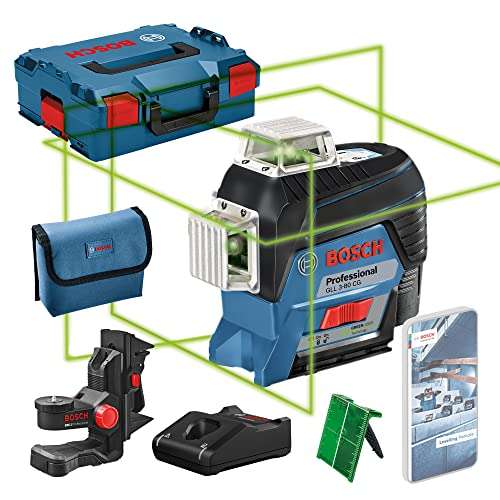 Système Laser Lignes Bosch Professional 12V GLL 3-80 CG (batterie 12V, portée jusqu’à 30 m, support universel BM 1, L-BOXX)