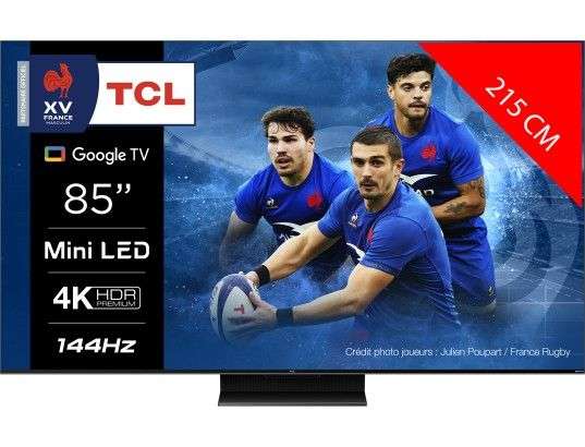 TV 85" TCL 4K QLED Mini LED 85MQLED80 144Hz, Google TV, Dolby Atmos, DTS Virtual X