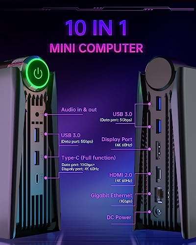 Mini PC Acemagician RGB, AMD Ryzen 7 5800U (jusqu'à 4,4 GHz),Radeon RX Vega 8 Graphics,32 Go DDR4, 512 Go SSD (Vendeur tiers - via coupon)