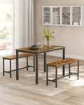 Ensemble Table + 2 bancs Vasagle KDT070B01 - Cadre acier, Table : 110 x 70 x 75 cm, Bancs : 97 x 30 x 50 cm, Finition marron rustique