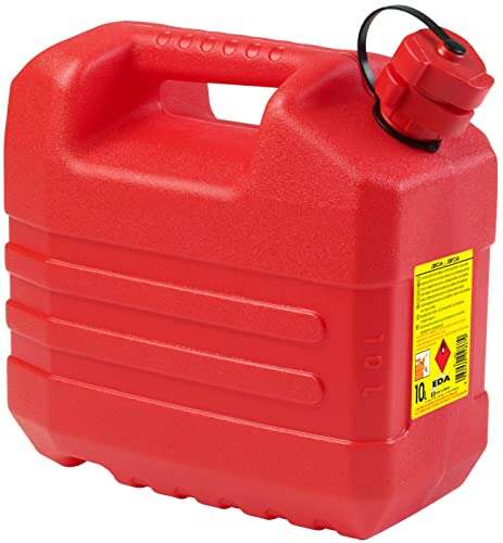 Jerrican Essence EDA avec Bec Verseur Rigide - 10 L, Homologué pour Carburant et Hydrocarbures, 32,1 x 17,8 x 30,1 cm, Rouge