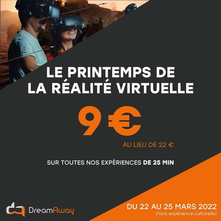 Entrée pour une séance de 25 minutes de réalité virtuelle DreamAway VR (Salles participantes) - dreamaway.fr
