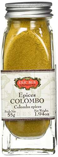 Lot de 2 pots d'Epices Colombo Eric Bur - 55g x2, Origine France, curcuma, curry et cumin