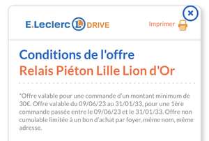 10€ de réduction pour un première commande dès 30€ d'achat au relais piéton Le Lion d’Or - Lille (59)