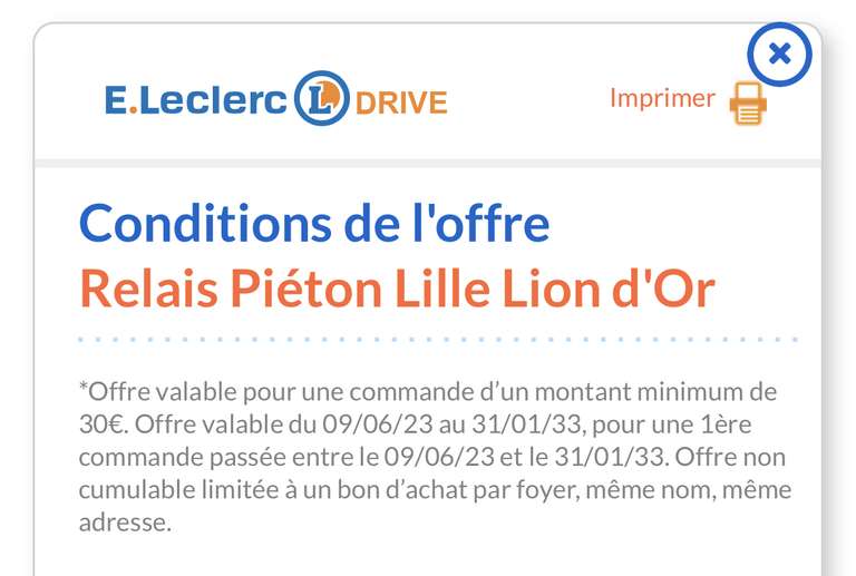 10€ de réduction pour un première commande dès 30€ d'achat au relais piéton Le Lion d’Or - Lille (59)