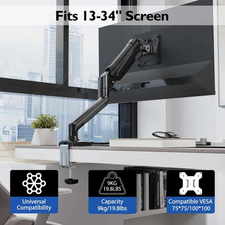 Support écran PC Bontec - 13"/34", Pivot, Rotation, Support Ergonomique (Vendeur tiers - via coupon)