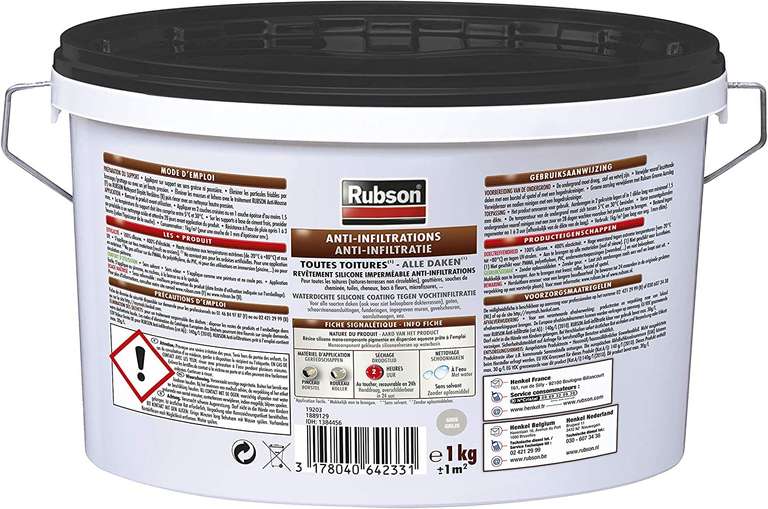 Revêtement Anti-Infiltrations Rubson Stop fuite Noir 1 kg