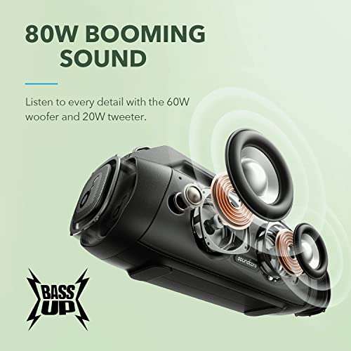 Enceinte Bluetooth d'Extérieur Soundcore Motion Boom Plus - 80W, 20H, Étanche IP67, Charge Rapide Type C, BT 5.3 (Vendeur tiers)