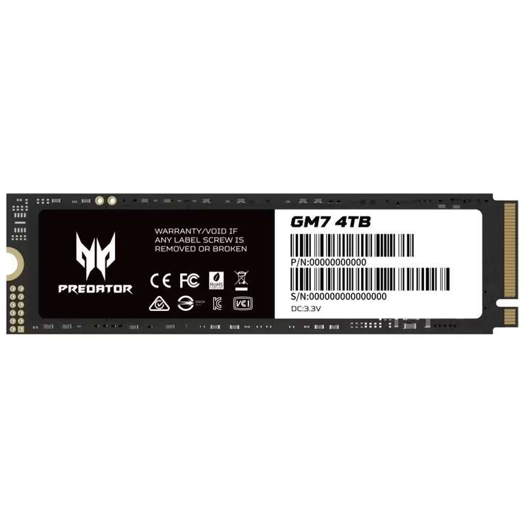 SSD interne M.2 NVME Acer Predator GM7 - 4To, PCIe 4.0, 7400MB/s, compatible PS5