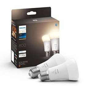 Pack de 2 Ampoules LED Philips Hue White - E27, équivalent 60W, 800 lumen, Compatible Bluetooth