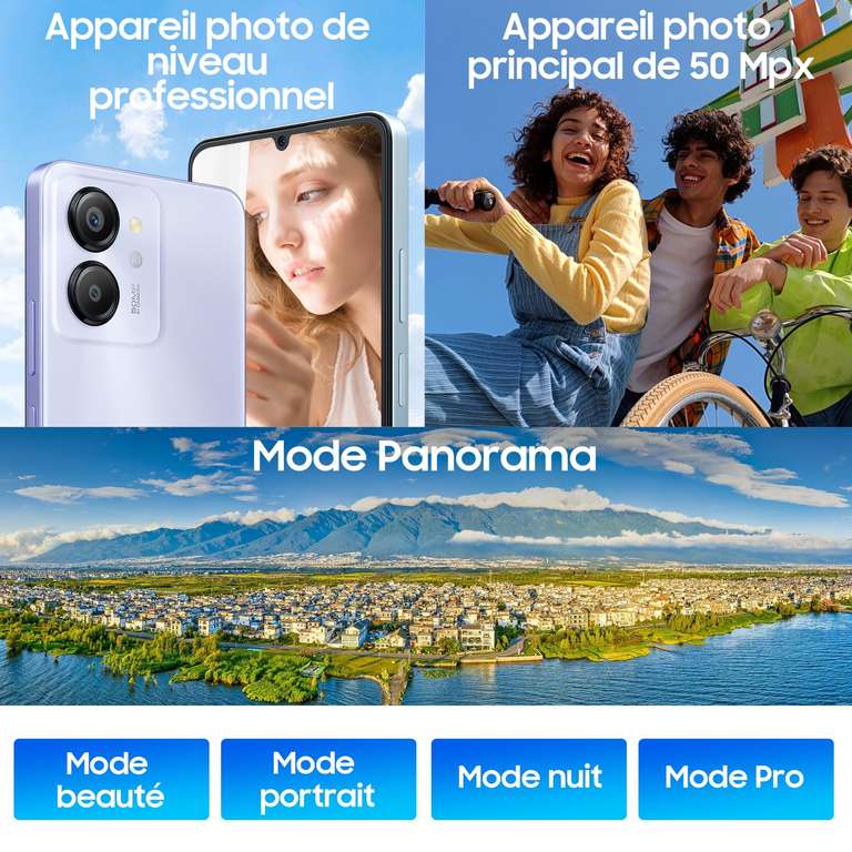 Smartphone Blackview Color 8 - 16Go/256Go, 6000mAh, 50MP+8MP (vendeur tiers, via coupon)