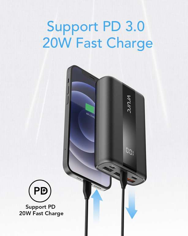 AXNEB Mini Batterie Externe USB C, 5200mAh PD 3.0 Power Bank à Charge  Rapide Chargeur Portable