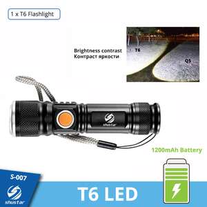 [Nouveaux clients] Lampe de poche puissante rechargeable USB Shustar T6-LED-Brighter