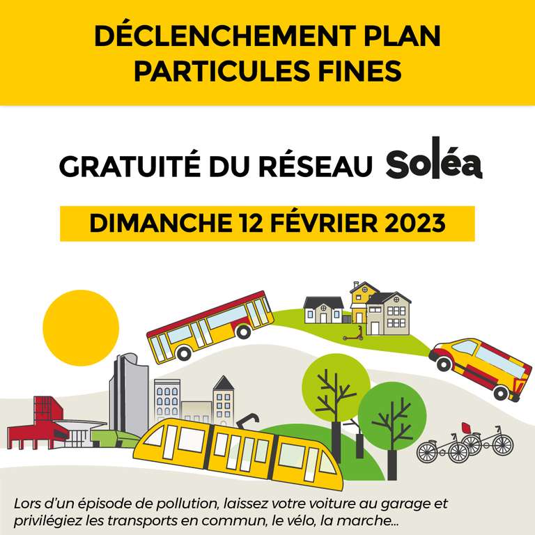 Transports en Commun Gratuits sur le Réseau Soléa mardi 14 février - Mulhouse (68)