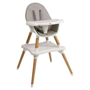 Chaise haute évolutive 2-en-1 Nania Eva - Table incluse, Dès 6 mois, Transformable en chaise basse, Gris