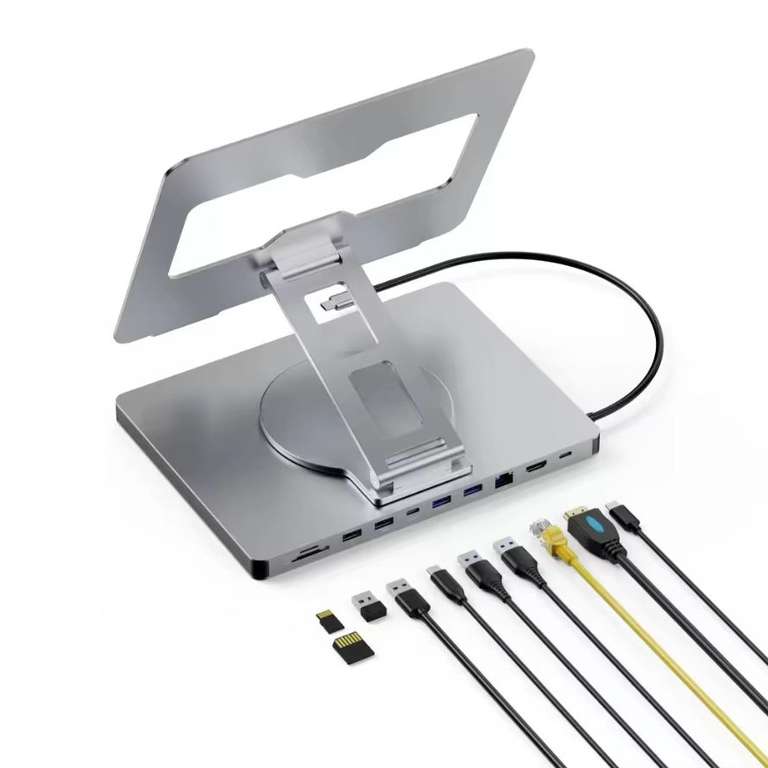 Station D'accueil USB-C 10-en-1, Adaptateur Multiport Avec HDMI 4K, Lecteur SD/TF, USB